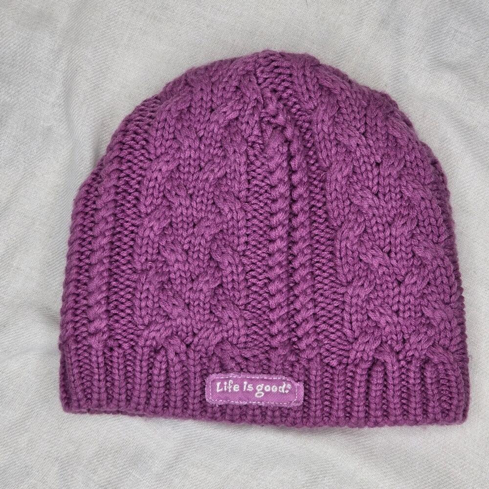 LIFE IS GOOD Cable Knit Fleece Lined Beanie One Size
